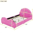 thumbnail image 4 of Upholstered Platform Bed with Strawberry Shaped Headboard and Footboard, Twin Bed Frame Low Profile Panel Bed Frame, Pink Princess Wooden Bed for Girls Bedroom, Easy to Assemble, No Box Spring Needed, 4 of 7
