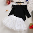 thumbnail image 5 of LUOGENLI Little Girls Outfits 3T Summer Toddler Girls Long Sleeve New Year Letter Prints Tops Romper and Skirts Outfits Clothes Set for Child Clothes 4th of July Outfits for Girls Size 8/9 0-3 Months, 5 of 5