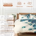 thumbnail image 6 of 3 Piece Peacock Feather Duvet Cover Set Twin Size,Microfiber Comforter/Quilt Cover with Corner Ties and 2 Pillowcases,Teal Ethnic Rustic Farmhouse Elegant All Season Soft Bedding with Zipper Closure, 6 of 8