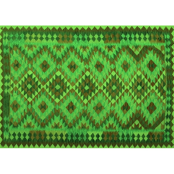 Ahgly Company Indoor Rectangle Southwestern Green Country Area Rugs, 4' x 6'