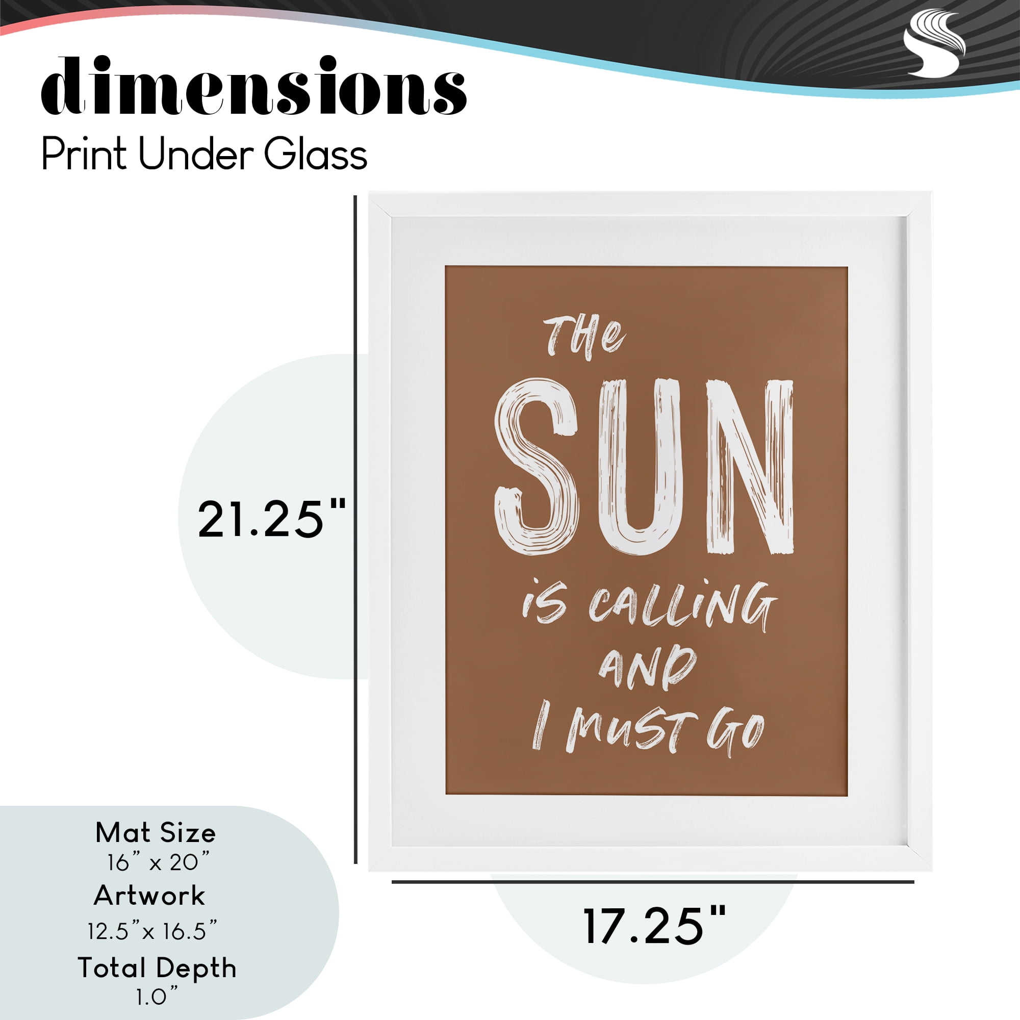 Sun Is Calling Must Go White Framed Print Under Glass, design by Lettered and Lined