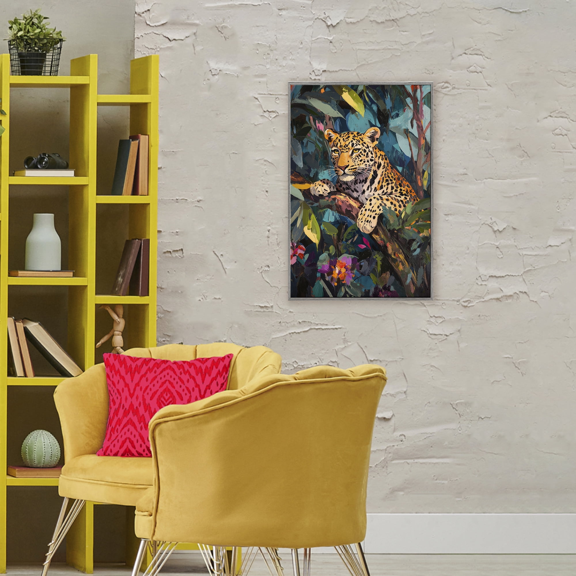 Stupell Industries One The Wild Side Leopard Gray Framed Giclee Art, design by Petal Prints Design