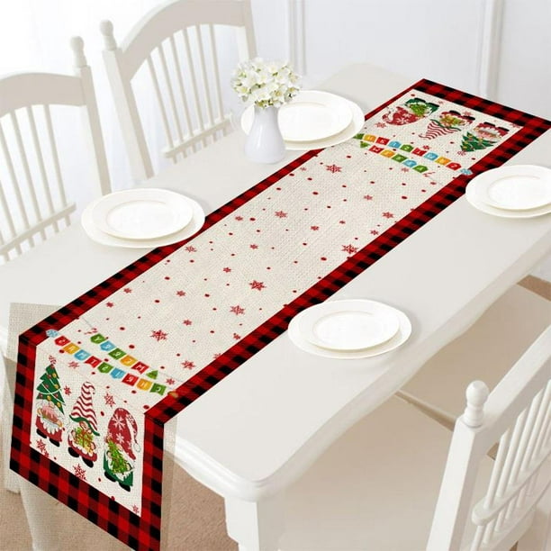 Ciaoed Christmas Table Runners,Snowman Red Truck Green Buffalo