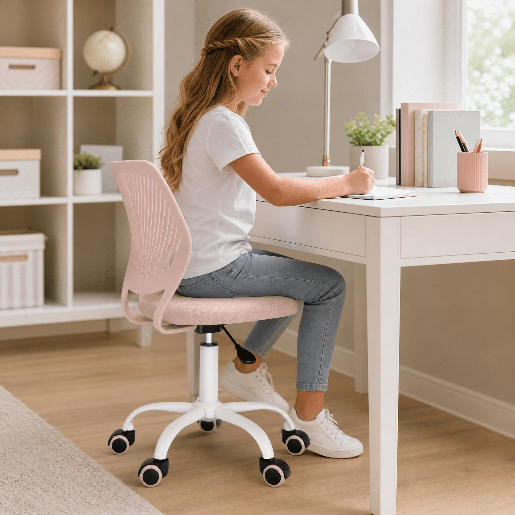Ergonomic Desk Chair, 360° Swivel Height Adjustable Rolling Office Chair with Comfort Backrest for Home Office Study