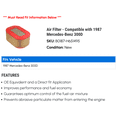thumbnail image 2 of Air Filter - Compatible with 1987 Mercedes-Benz 300D, 2 of 2