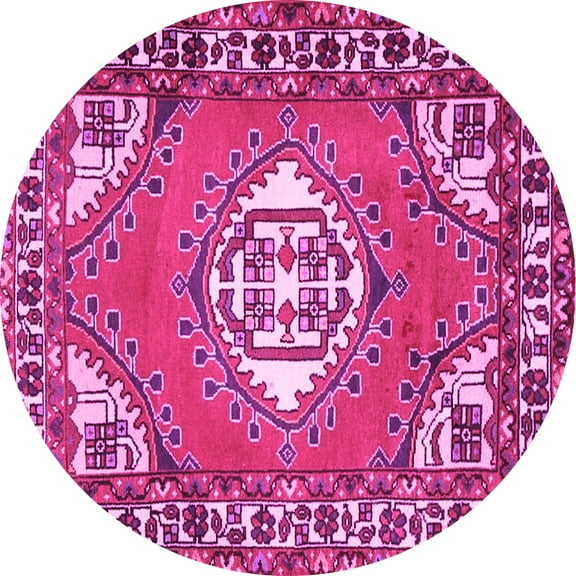 Ahgly Company Indoor Round Persian Pink Traditional Area Rugs, 5' Round