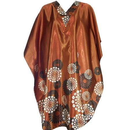 Short Caftan - Up2date Fashion's Women's Satin Short Caftan / Kaftan, Spheroid Floral Print