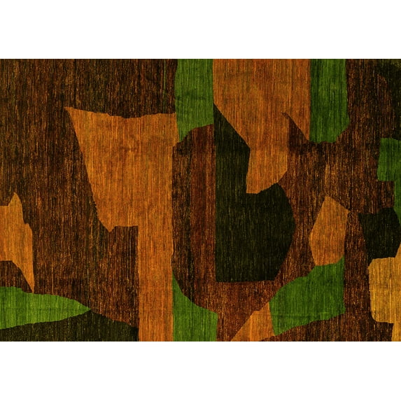 Ahgly Company Indoor Rectangle Oriental Yellow Modern Area Rugs, 3' x 5'