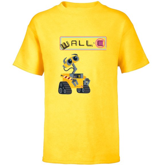 Disney Pixar WALL-E Neon Sign T-Shirt - Short Sleeve T-Shirt for Kids - Customized-Yellow