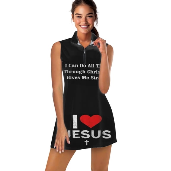 I Love Jesus Sports Dresses Women Tennis Dress Outdoor Badminton Golf Quick-Drying And Breathable Sports Dress