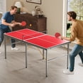 thumbnail image 3 of 6ft Foldable Ping Pong Table, Compact Storage Table Tennis Set with Net, 2 Rackets & 3 Balls for Home, Game Room & Patio, 3 of 7