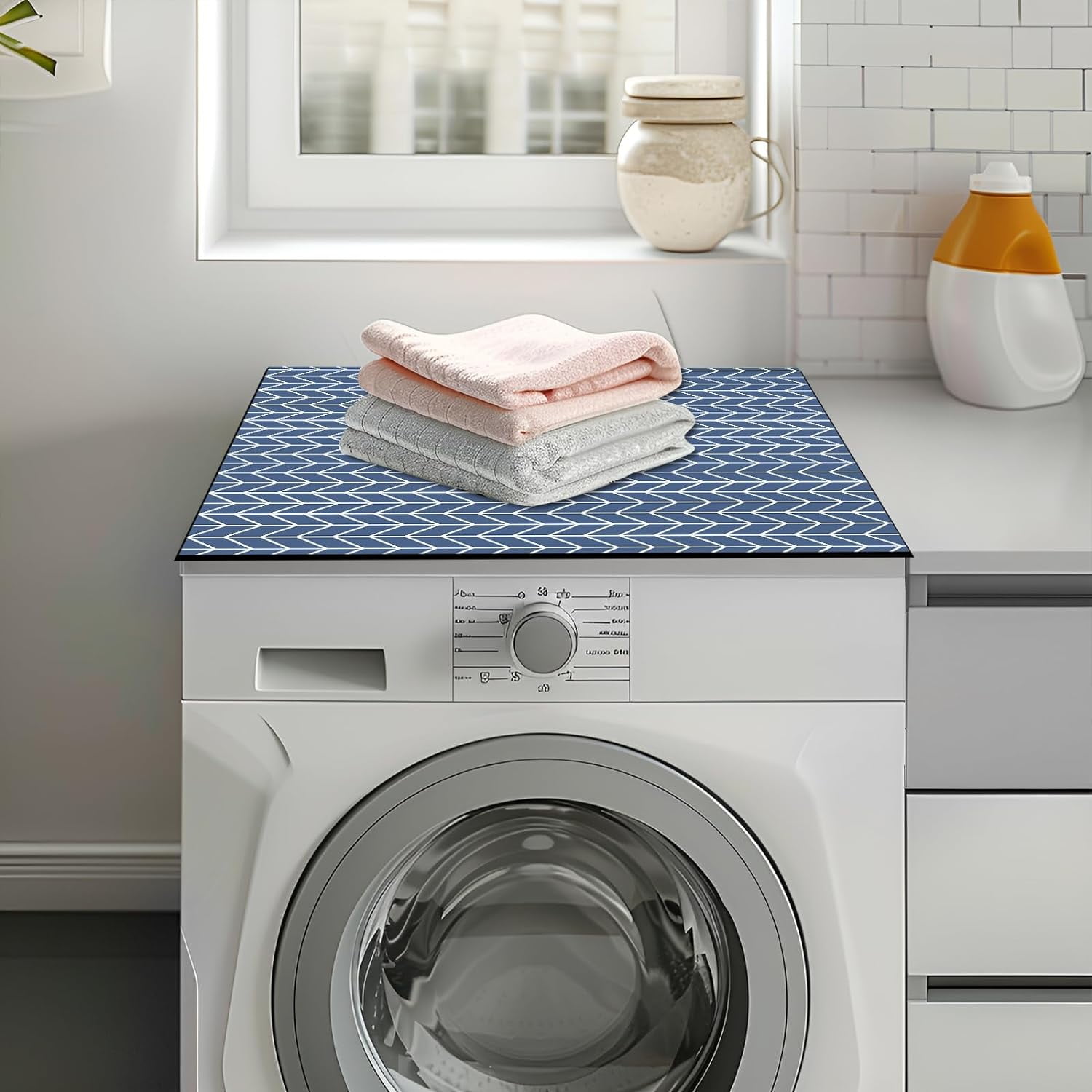 2PCS 27'' x 27'' Waterproof Washer and Dryer Top Protector Mat, Non-Slip Dust-Proof Washing Machine Covers for top of Washer and Dryer for Laundry & Kitchen