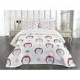 thumbnail image 3 of Ambesonne Hedgehog Quilted Bedspread Set 3 Pcs, Colorful Spiky Animal, Queen Size, Pink Lilac Black, 3 of 5