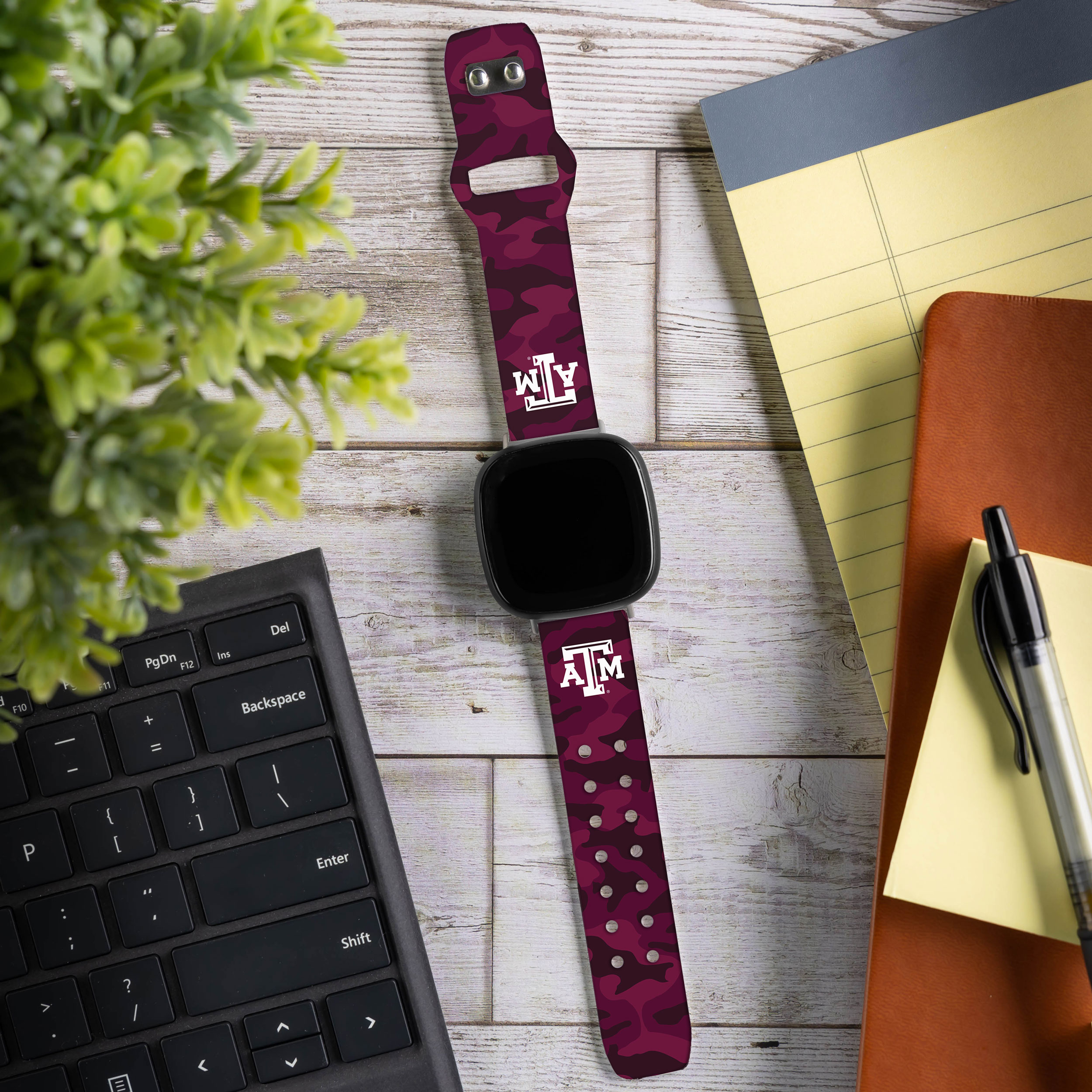 Texas A&M HD Camo Unisex Watch Band for FitBit Versa 3 & Sense (Long)