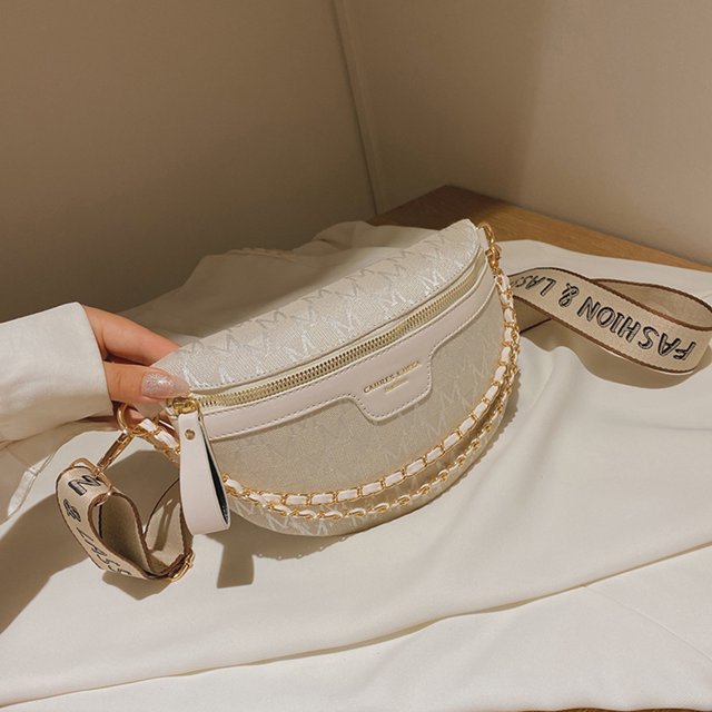 Riñonera Vintage bandolera estampada con letras de lona para mujer, bolso de cintura (blanco) Likrtyny Para Estrenar