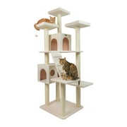 Armarkat 77-in Real Wood Cat Tree & Condo Scratching Post Tower, White
