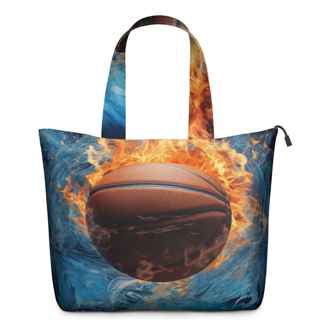 Sac Fourre-Tout de Voyage Polyvalent avec Motifs de Basketball Football Sac de Week-End Léger avec Sangle Réglable pour Entraînement Jeu