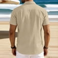 thumbnail image 4 of Domzest Men's Button Down Shirts Short Sleeve Casual Textured Cuban Collar Shirt with Chest Pocket Khaki M, 4 of 4