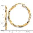 thumbnail image 3 of Auriga 14k Two-Tone Gold Rope Twisted Hoop Earrings for Women(L- 36.5mm, W- 34.7mm), 3 of 5