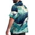 thumbnail image 3 of Whale Men's Poplin Casual Printed Button Down Short Sleeve Summer Beach Shirts Unisex, 3 of 6