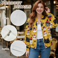 thumbnail image 6 of Xoenoiee Women's Windbreaker Bomber Jacket Zip Up Jacket Fall Winter Casual Coat Lightweight Women Loose Fit Outerwear with Pockets, Cartoon Cats Paw Snowflake Yellow, 3X-Large, 6 of 7
