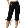 thumbnail image 4 of Women's Laceup Hem Cargo Capris Straight Leg Lightweight Summer Loose Streetwear Hiking Pants with Pockets, 4 of 9