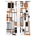 thumbnail image 7 of Retro Middle Sheer Curtains 96 inches Long 2 Panels Set Ages Abstract Geometric Orange Black Square Tiers Sheers Rod Pocket Small Window Short Curtains for Kitchen Cafe, Each 52" W x 96" L, 7 of 7