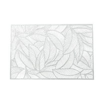 Clearance! JWDX Place Mat, Placemat Promotion, Creative Rectangle Pvc Placemat with Gold Foil, Heat- and Leaf-Shaped Design, Perfect for Dining Table, Tea Cup, Western-Style Dinner Mat Silver