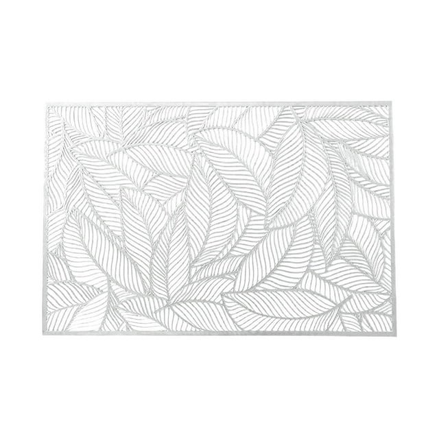 Less Than 5 Placemat Creative Rectangle PVC Placemat with Gold Foil, Heat- and Leaf-shaped Design, Perfect for Dining Table, Tea Cup, Western-style Dinner Mat