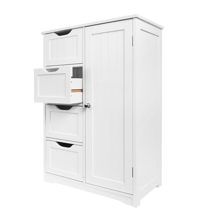 Bathroom Floor Cabinet Free Standing Storage Cabinet 4 Drawers,Adjustable Shelf