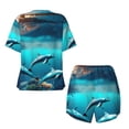 thumbnail image 5 of Lsque Hawaiian Ship Dolphin Women's Short-Sleeved Pajama Set - 2 Piece Soft and Lightweight Sleepwear Set-Small, 5 of 9
