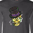 thumbnail image 4 of Inktastic Mardi Gras Skull with Cigar Long Sleeve T-Shirt, 4 of 5