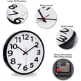 thumbnail image 4 of 12 Inch Modern Wall Clock Silent Non-Ticking Battery Operated 3D Numbers Bright Color Dial Face with Red Second Hand Wall Clock for Home/Office Decor, White White, 4 of 7