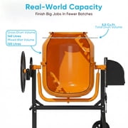 TABU Electric Cement Mixer,5.0 Cu ft Freestanding Concrete Mixer with Wheels for Stucco/Seeds(Orange)
