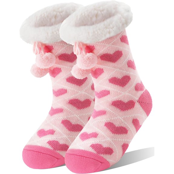 Womens Slipper Fuzzy Grips Socks Warm Fluffy Winter Thick Thermal Cozy Plush Socks 1Pairs