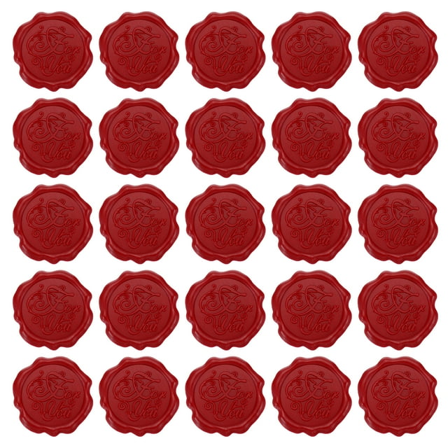 Unique Bargains Wax Seal Stickers, 25 Pcs Embossed Self Adhesive For You Sticker, Red