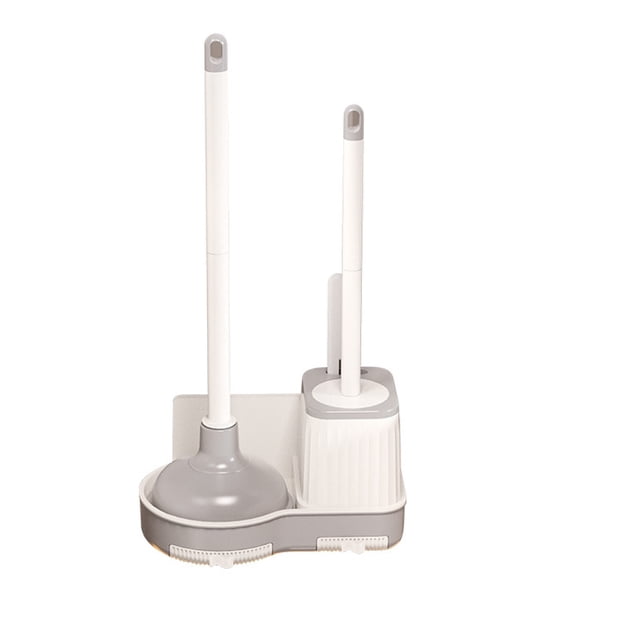 Mom's Best Kit de desatascador y cepillo para inodoro con soporte, ventosa de doble fuerza de empuje de 50 cm, herramienta de limpieza para baño