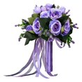 thumbnail image 3 of Wedding Bouquets, Artificial Flower Bouquet Bridesmaid Holding Handmade Silk Flower Bridal Bouquet for Anniversary DIY Bridal Shower Supplies Violets, 3 of 10