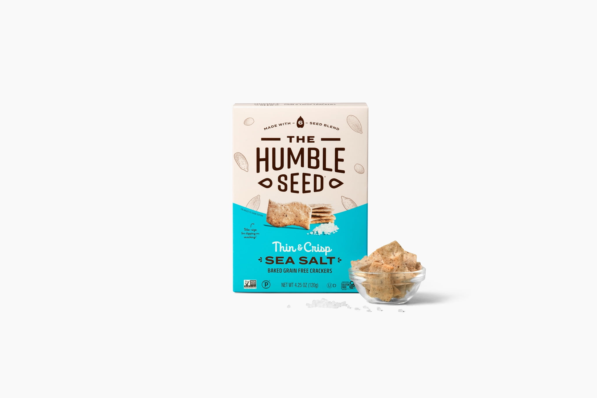The Humble Seed, Grain & Gluten Free Crackers, Sea Salt, 4.25 oz (Pack Of 6), Tasty Snacks