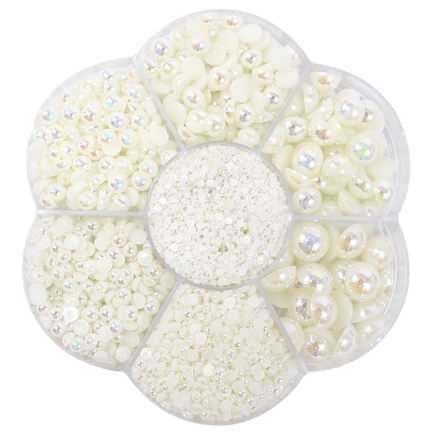Minnieouse 2800Pcs/Set Half Pearl Flatback Beads Satin Plastic Luster for Wedding Dress Ropa, zapatos y accesorios Miscelánea blanco lechoso