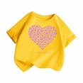 thumbnail image 2 of piuwrlz Short Shirts Sleeve Kids Girls T-Shirts Tops Fashionable Printed Round Neck Blouses Cotton T Shirt Top Yellow Size 2-3 Years, 2 of 5