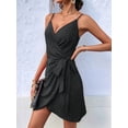 thumbnail image 5 of Jaimenalin Womens V Neck Tie Front Sleeveless Halter Midi Dress Fashion Summer Casual Party Outfit Black S, 5 of 9