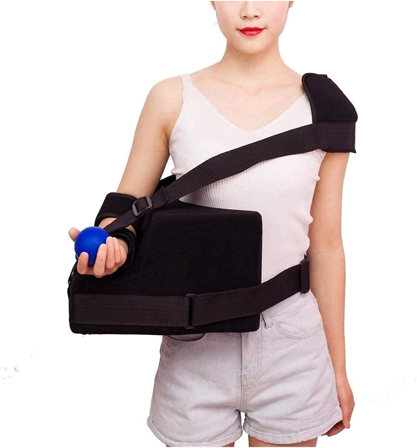 Hemvt Shoulder Abduction Sling for Left Arm, Adjustable Arm Sling with Pillow, Shoulder Immobilizer for Rotator Cuff Surgery, Elbow Brace Post-Support Stabilizer