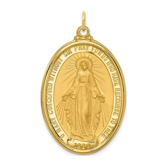 14K Yellow Gold Miraculous Oval Religious Medal Pendant ( No Chain)