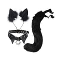 thumbnail image 2 of Conjunto de orejas y cola de zorro de peluche, accesorios de gargantilla de cola, diadema, orejas de lobo, accesorio para Negro, 2 of 9