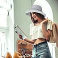 thumbnail image 7 of Tirrinia  Womens Wide Brim Bucket Hats UPF 50+ Outdoor Gardening Sun Caps Dark Grey, 7 of 7