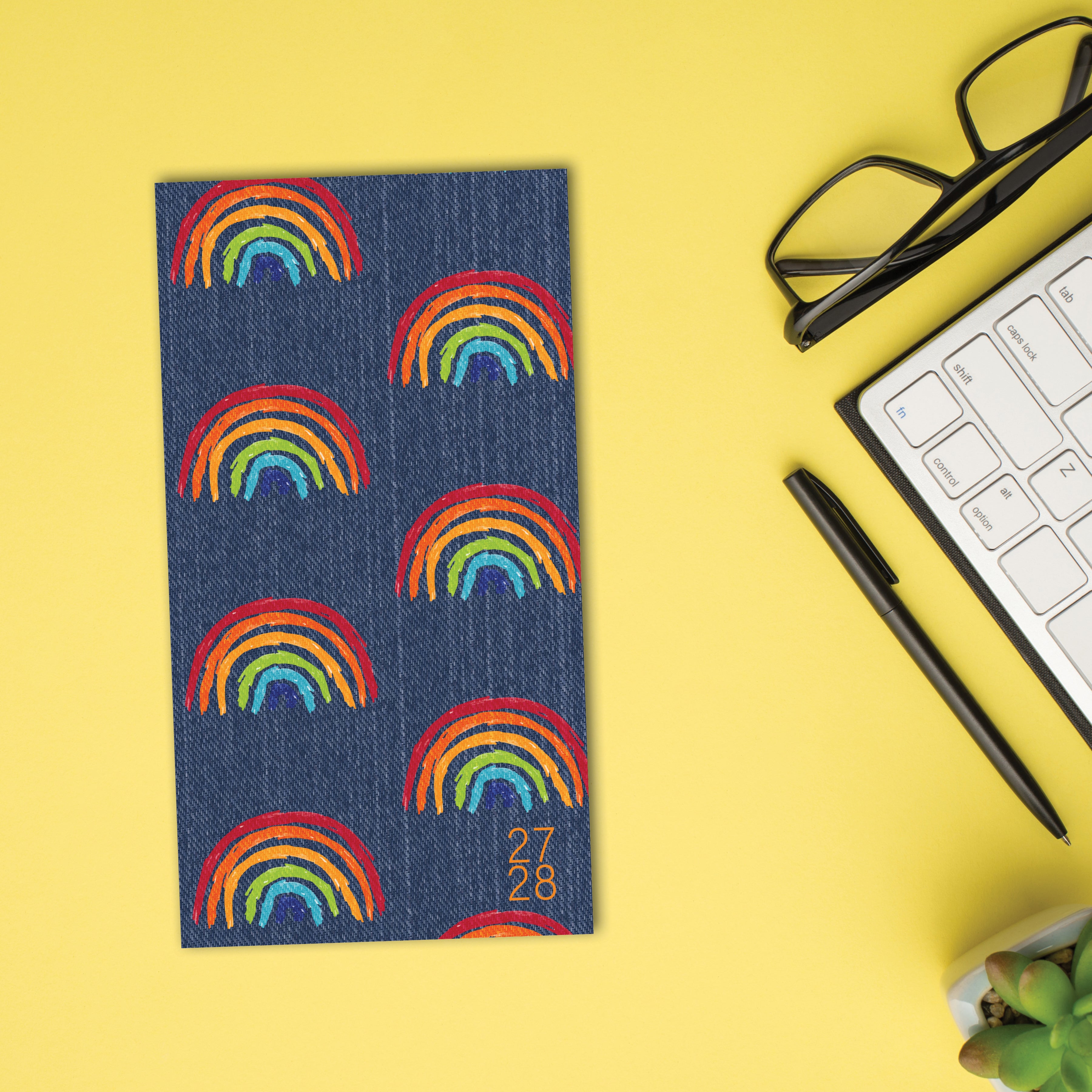 Willow Creek Press Retro Rainbow 2-Year 2027-28 3.5" x 6.5" Monthly Pocket Planner (66089)