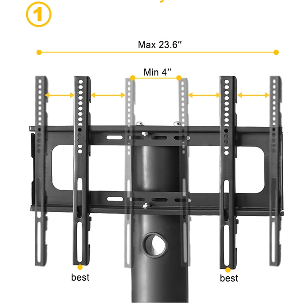 Veryke Height and Angle Adjustable Floor TV Stand, Multi-Function Tempered Glass Metal Frame TV Bracket with 2 Tier