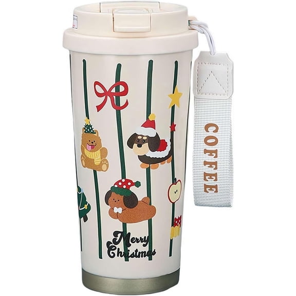 WAAYEEPAL Winter Holiday Tumbler, 316 Stainless Steel Double Wall Vacuum Insulated Travel Mug with Lid & Straw, Portable Reusable Cup for Hot & Cold Drinks