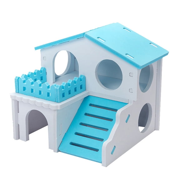 UDIYO Hamster House Ventilated Design Double Layers Wooden Hamster Hideout Accessories Toy for Guinea-pig